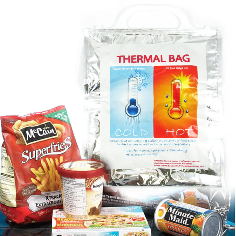 1 Small Insulated Foil Grocery Bag Hot Cold Reusable Thermal Food Storage Carry