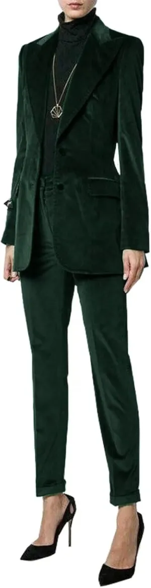 2 Piece Velvet Business Suit Pants Sets Formal Blazer&Pants Work Wear for Women