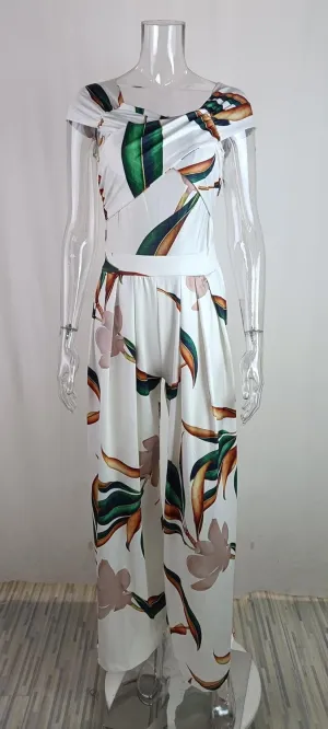 2024 Summer and Autumn Women's Fashion Style Trendy Printed Wide Leg jumpsuit