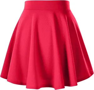 A-Line Pleated Midi Skirts for Women High Waist Flared Sexy Short Skirt Ruffle Flowy Basic Regular Casual Skirt
