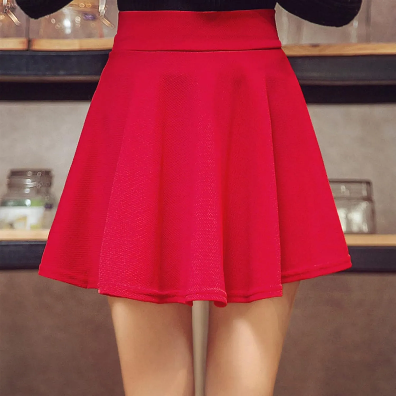 A-Line Pleated Midi Skirts for Women High Waist Flared Sexy Short Skirt Ruffle Flowy Basic Regular Casual Skirt