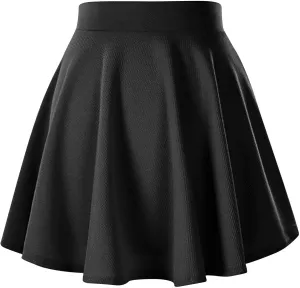 A-Line Pleated Midi Skirts for Women High Waist Flared Sexy Short Skirt Ruffle Flowy Basic Regular Casual Skirt