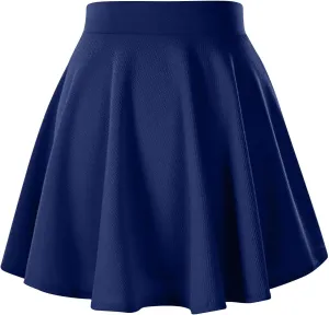 A-Line Pleated Midi Skirts for Women High Waist Flared Sexy Short Skirt Ruffle Flowy Basic Regular Casual Skirt