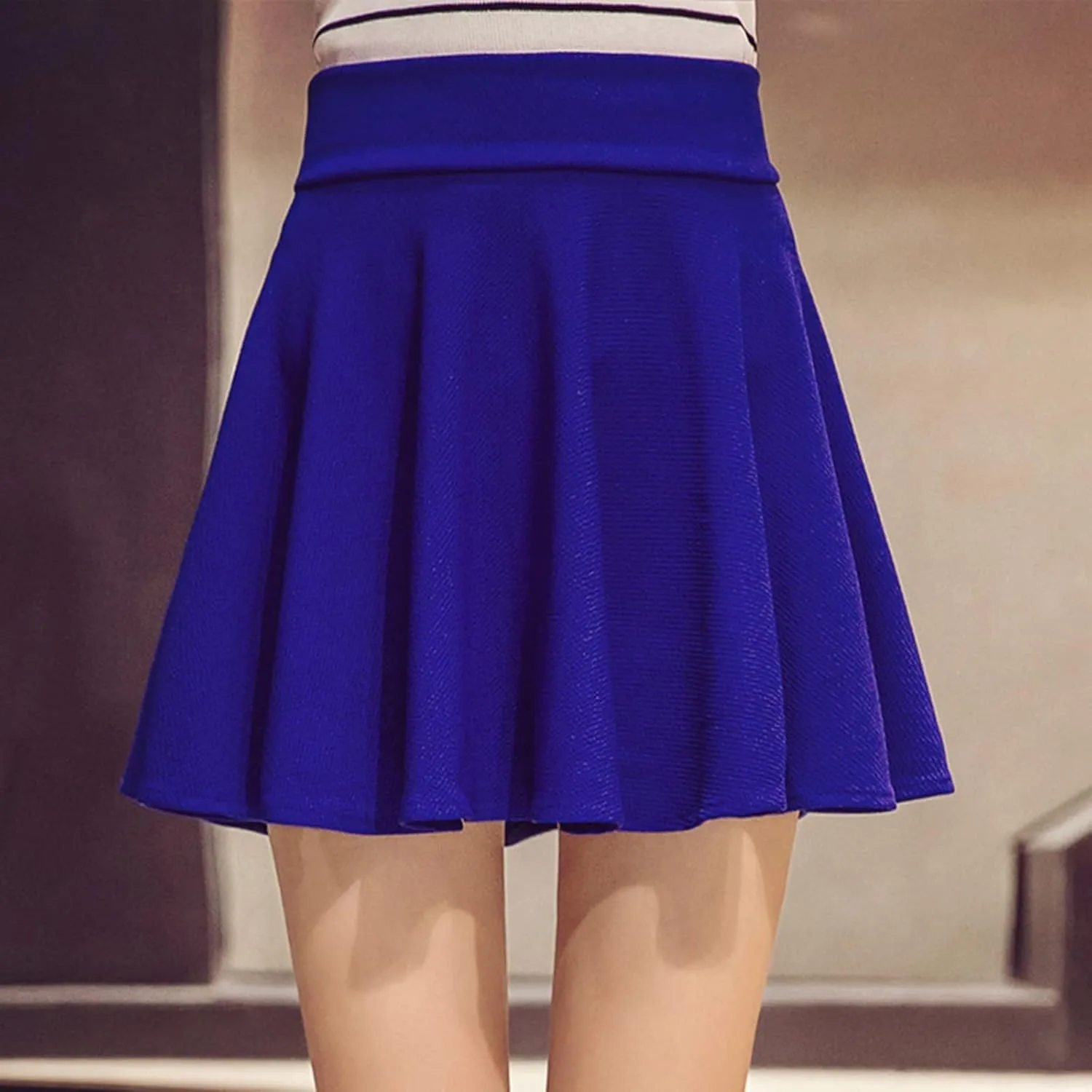 A-Line Pleated Midi Skirts for Women High Waist Flared Sexy Short Skirt Ruffle Flowy Basic Regular Casual Skirt