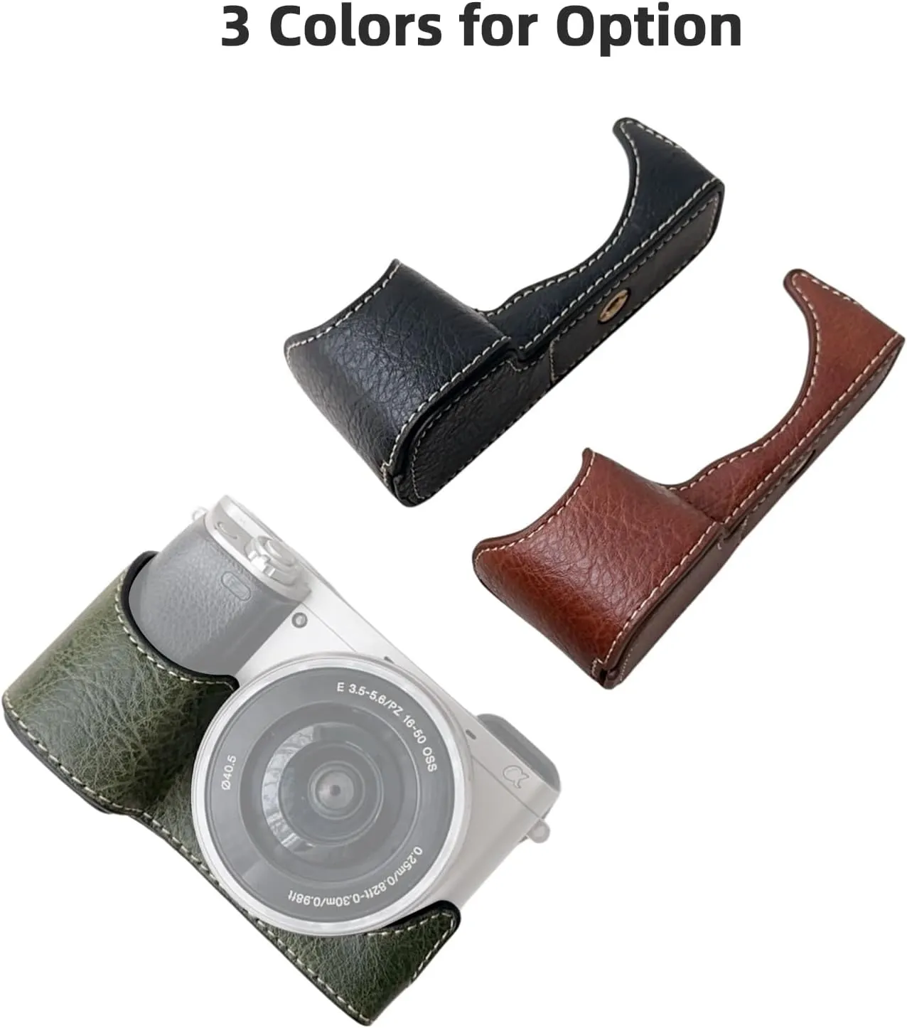 A6400 camera bag Portable Camera Protective Case Retro Style Camera Case Carry Bag Opening Bottom Design with Shoulder Strap Replacement for A6400/A6300/A6100/A6000 Camera, Green