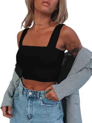 Abardsion Women's Sexy Sleeveless Skinny Basic Strappy Crop Tank Tops 2024