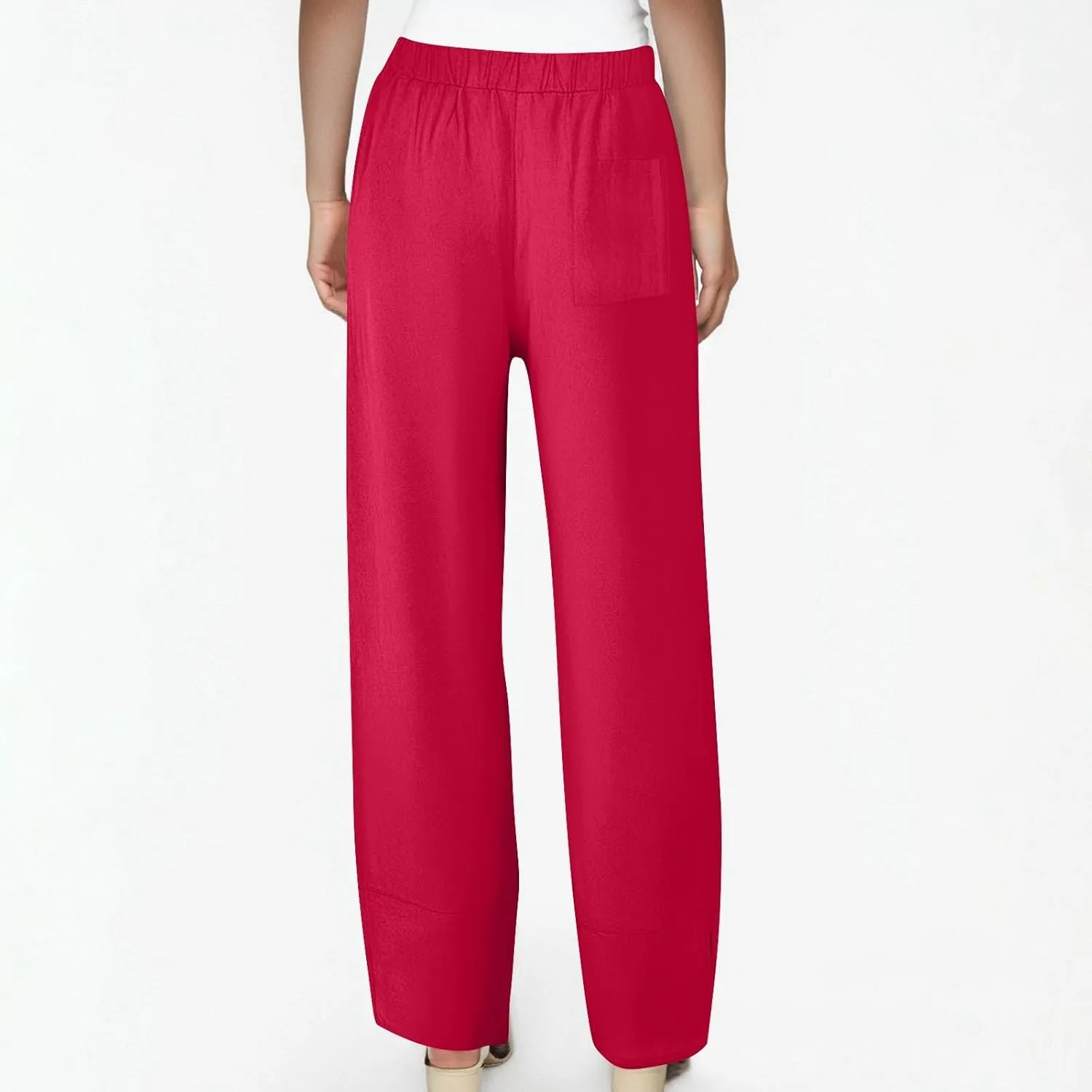 ADHOWBEW Womens Capri Pants with Pockets Wide Leg Drawstring Lounge Comfy High Waist Casual Cotton Flowy Summer Trousers
