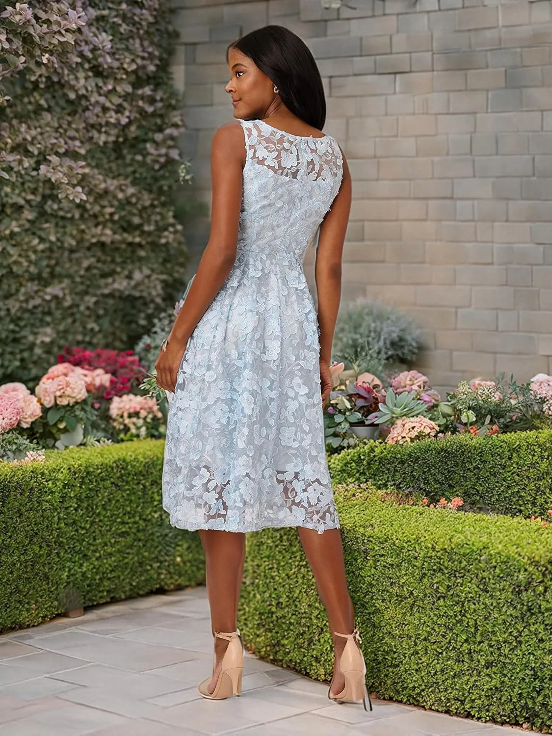 Adrianna Papell Women's 3D Embroidery Fit and Flare