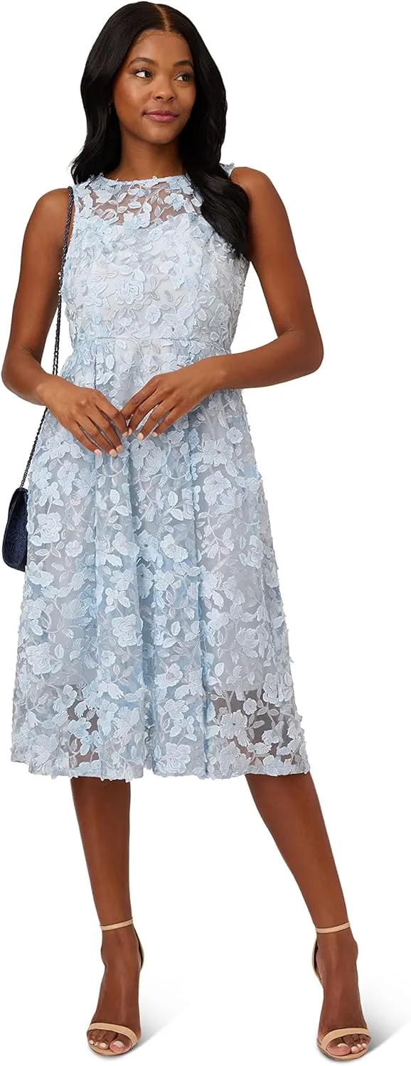 Adrianna Papell Women's 3D Embroidery Fit and Flare