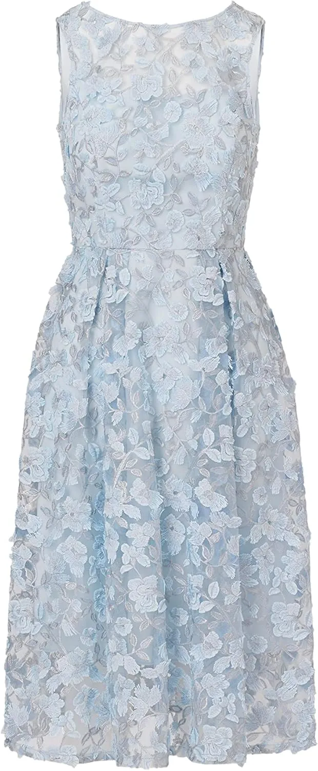 Adrianna Papell Women's 3D Embroidery Fit and Flare