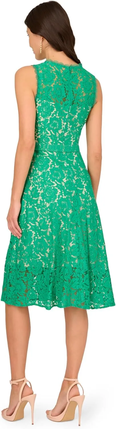 Adrianna Papell Women's Lace Midi Flounce Dress