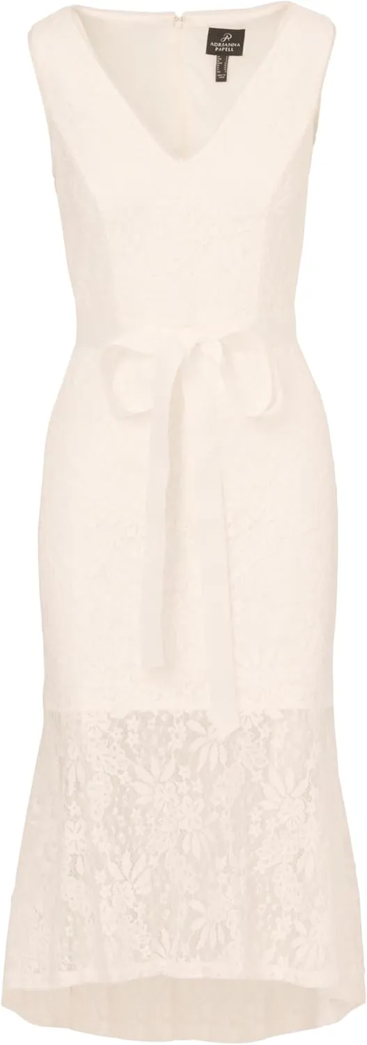 Adrianna Papell Women's Lace Midi Flounce Dress