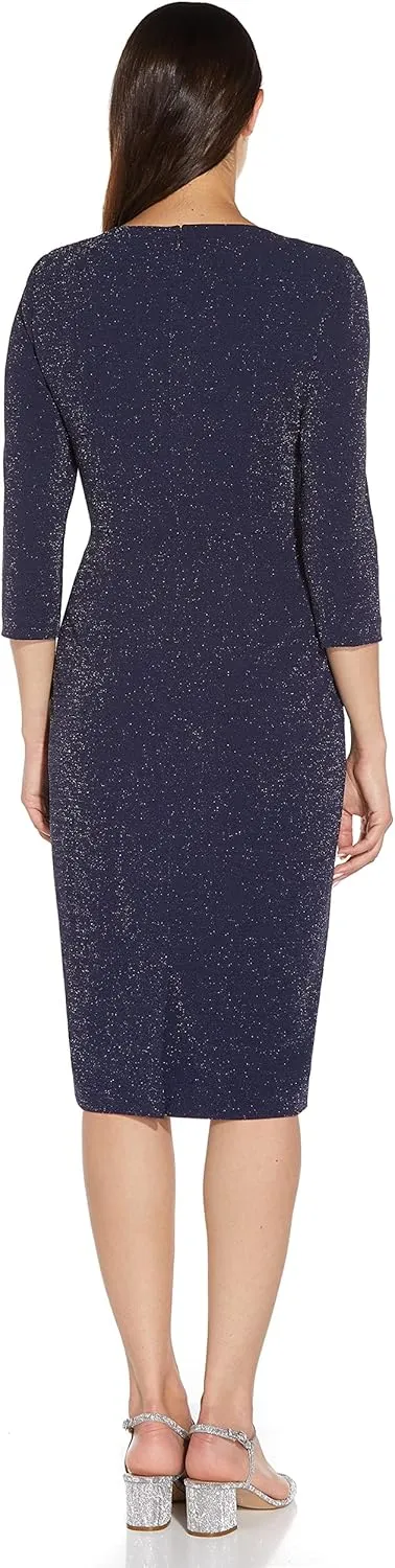 Adrianna Papell Women's Metallic Knit Tie Front Dress