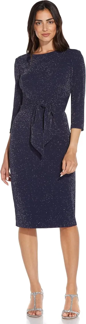 Adrianna Papell Women's Metallic Knit Tie Front Dress