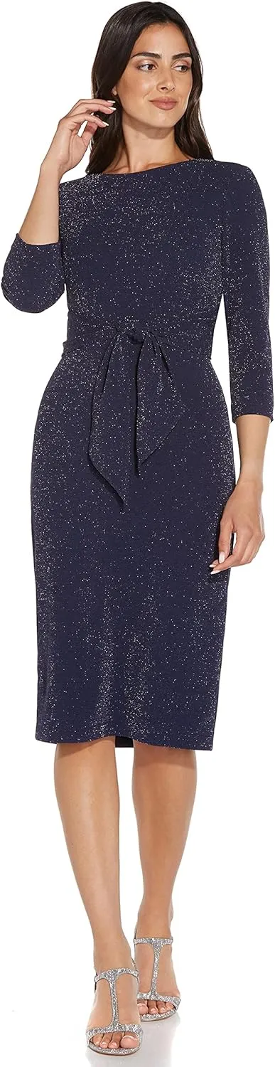 Adrianna Papell Women's Metallic Knit Tie Front Dress