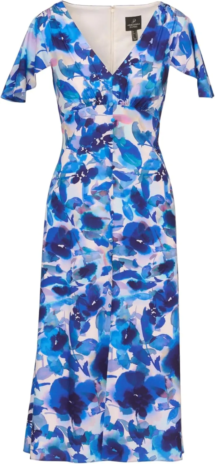 Adrianna Papell Women's Printed Chiffon Midi Dress