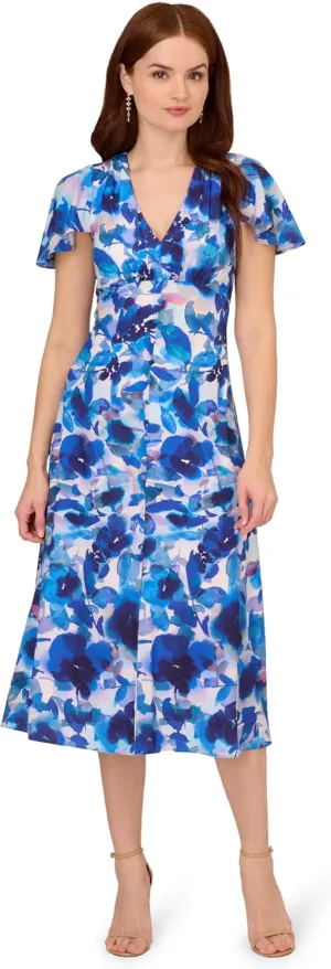 Adrianna Papell Women's Printed Chiffon Midi Dress