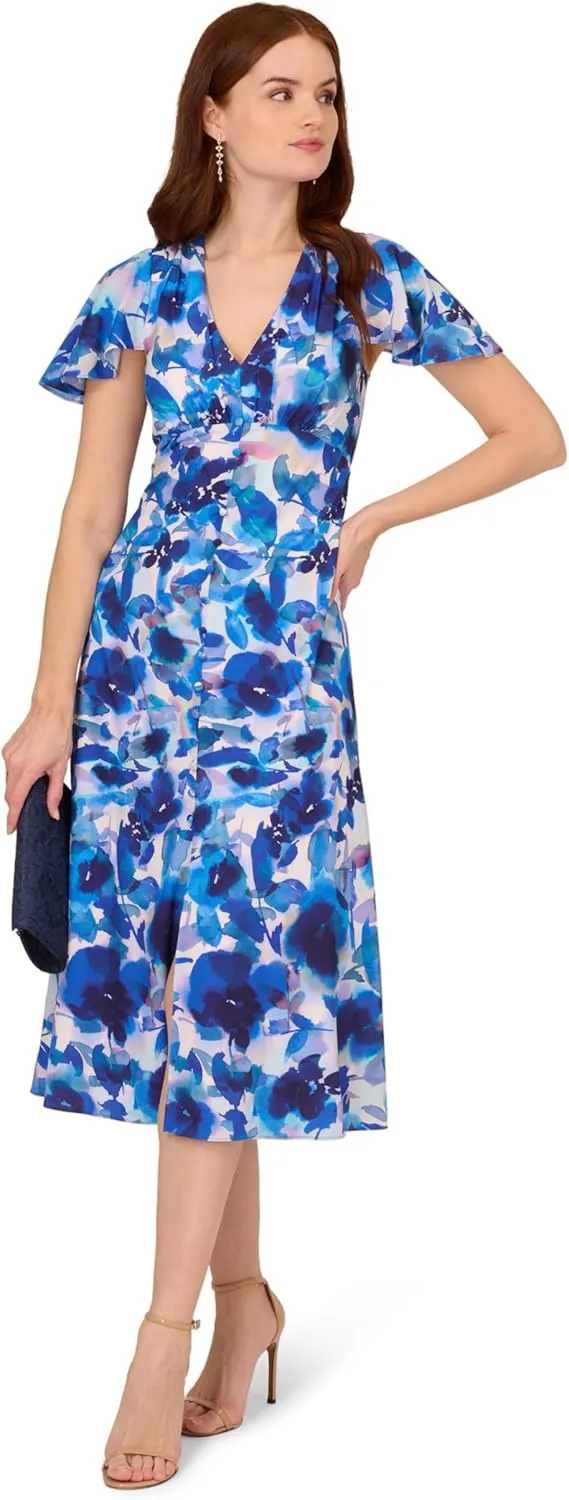 Adrianna Papell Women's Printed Chiffon Midi Dress