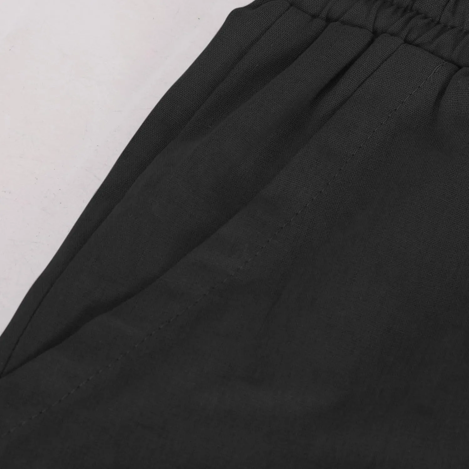 Akklian Women's Summer Cotton Linen Wide Leg Pants Drawstring High Waisted Palazzo Pants Flowy Beach Trousers with Pockets