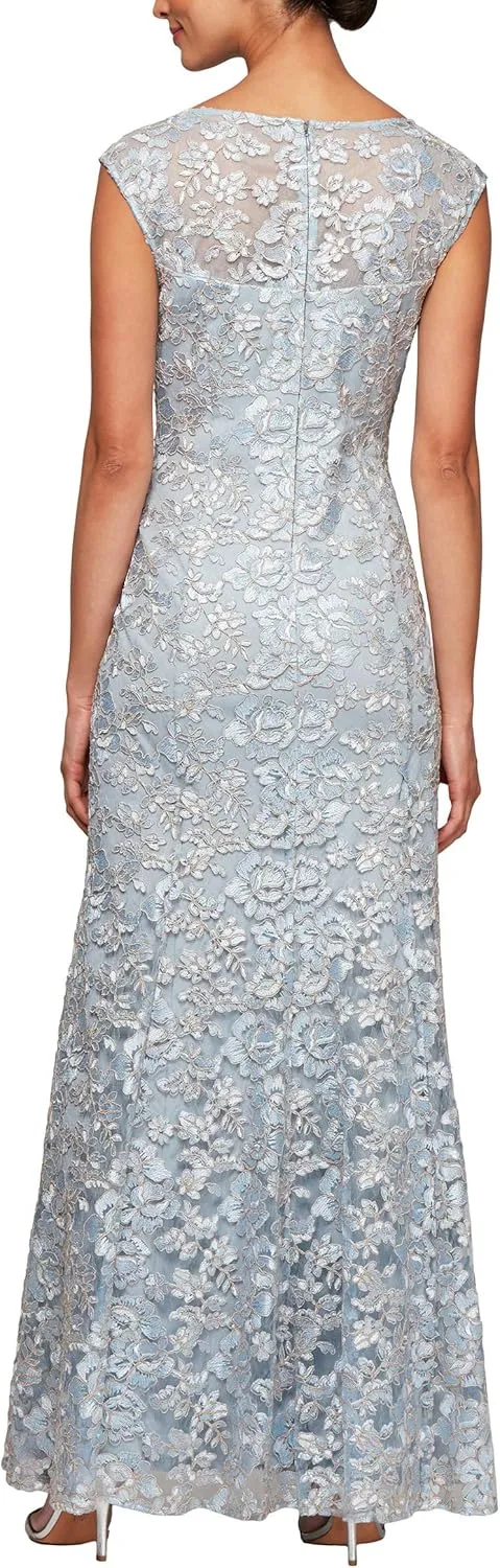 Alex Evenings Women's Long Sleeveless Mother of The Bride Dress with Shawl (Petite and Regular Sizes)