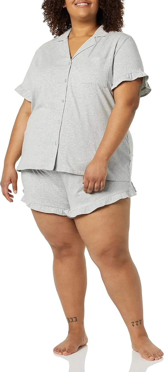 Amazon Essentials Women's Cotton Modal Short Pajama Set - Discontinued Colors