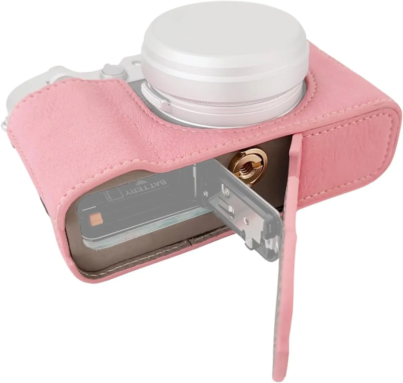 Andoer Portable Camera Protective Case Retro Style Camera Case Bottom Opening Carrying Bag with Replacement Shoulder Strap for Fujifilm X100VI Camera, pink, pink