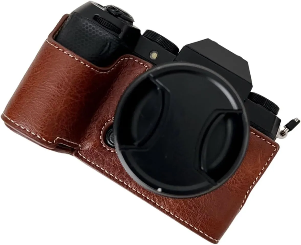 Andoer Portable Camera Protective Case Retro Style Camera Case Carry Bag Opening Bottom Design with Shoulder Strap Replacement for Fujifilm XS20/X-S20 Camera, Coffee