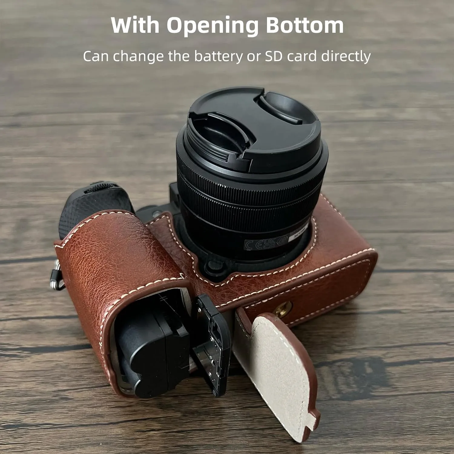 Andoer Portable Camera Protective Case Retro Style Camera Case Carry Bag Opening Bottom Design with Shoulder Strap Replacement for Fujifilm XS20/X-S20 Camera, Coffee