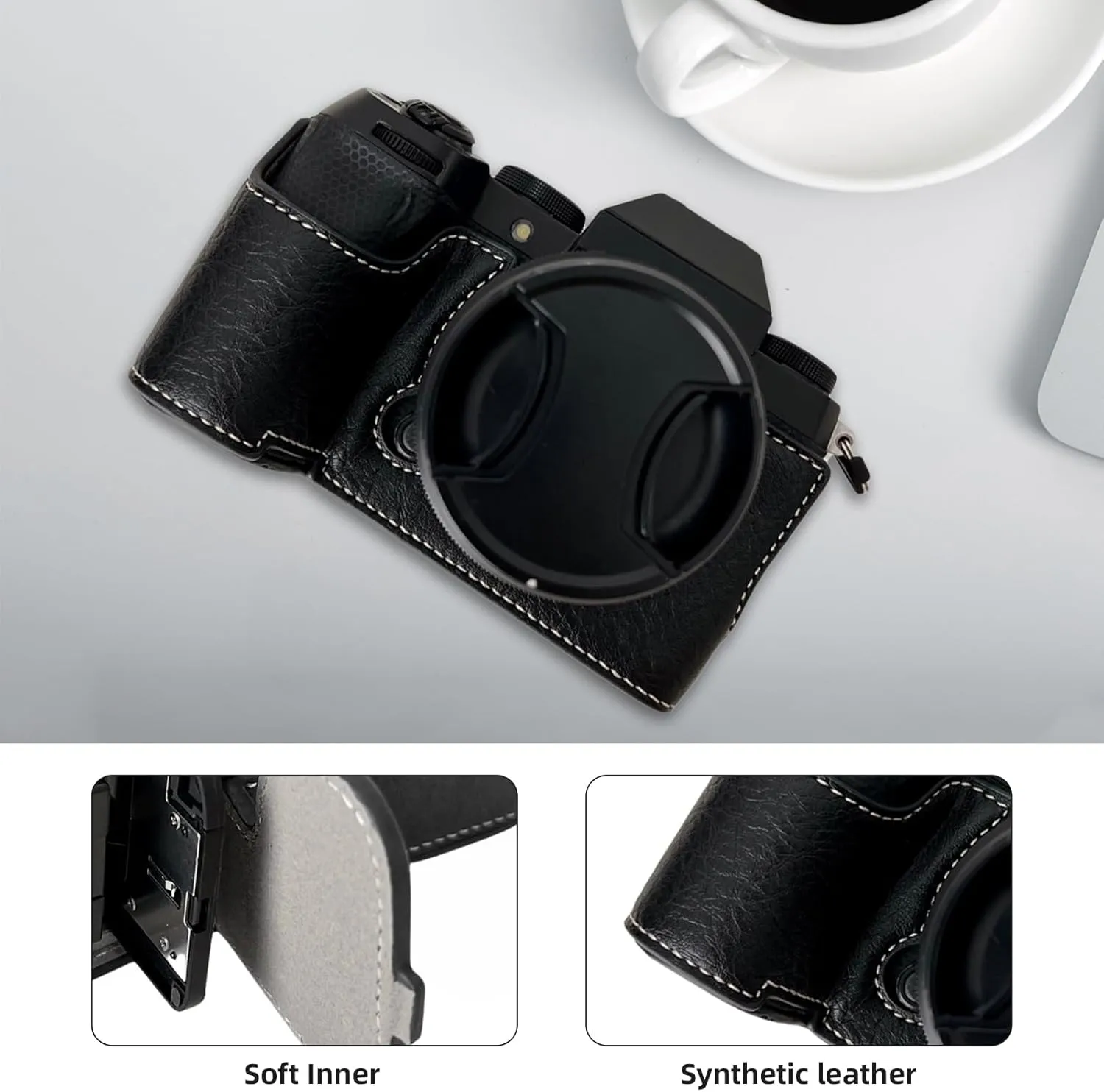 Andoer Portable Camera Protective Case Retro Style Camera Case Carry Bag Opening Bottom Design with Shoulder Strap Replacement for Fujifilm XS20/X-S20 Camera, Pink