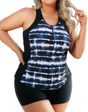 Angel season Plus Size Tankini Swimsuits Tops for Women Swim Top Only Tummy Control Bathing Suits Zippered Swimswear