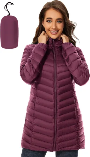 ANOTHER CHOICE Women Puffer Jacket Hooded Warm Lightweight Packable Quilted Puffer Coat Outwear