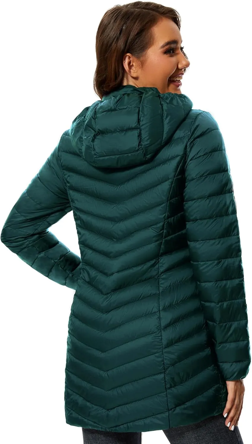 ANOTHER CHOICE Women Puffer Jacket Hooded Warm Lightweight Packable Quilted Puffer Coat Outwear