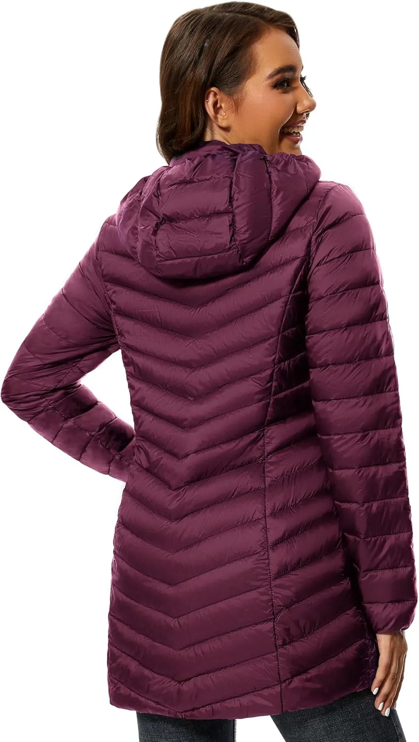 ANOTHER CHOICE Women Puffer Jacket Hooded Warm Lightweight Packable Quilted Puffer Coat Outwear