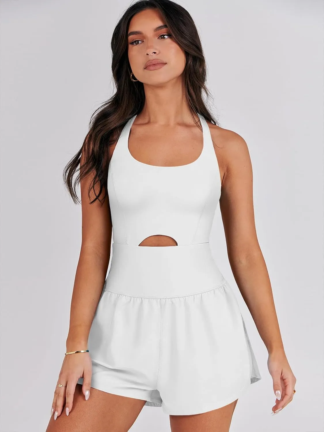 ANRABESS Women Rompers Running Exercise Workout Set One Piece Jumpsuits Gym Yoga Outfits 2025 Summer Active Wear Clothes