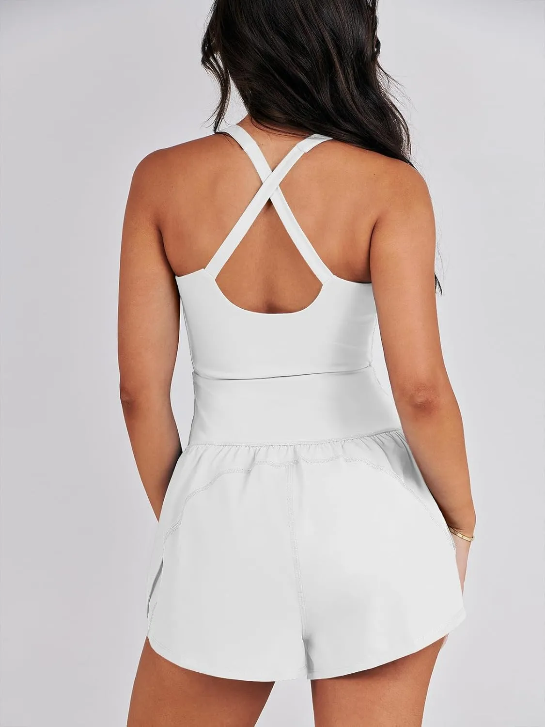 ANRABESS Women Rompers Running Exercise Workout Set One Piece Jumpsuits Gym Yoga Outfits 2025 Summer Active Wear Clothes