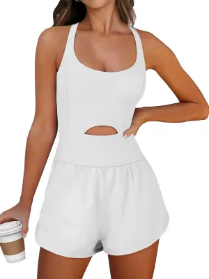 ANRABESS Women Rompers Running Exercise Workout Set One Piece Jumpsuits Gym Yoga Outfits 2025 Summer Active Wear Clothes