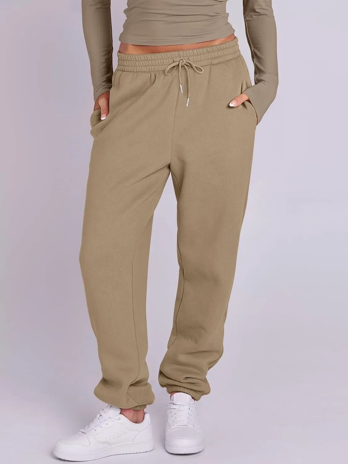 ANRABESS Womens 2 Piece Sweatsuits Long Sleeve Tight Shirt Tops Joggers Fleece Sweatpants Sets 2024 Fall Sweat Lounge Outfits