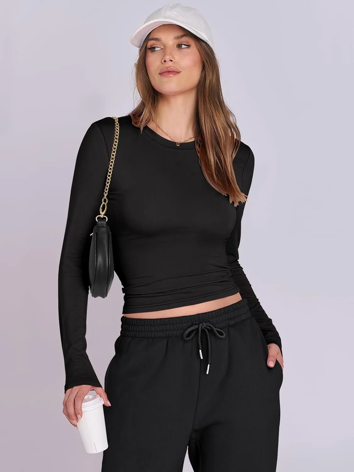 ANRABESS Womens 2 Piece Sweatsuits Long Sleeve Tight Shirt Tops Joggers Fleece Sweatpants Sets 2024 Fall Sweat Lounge Outfits