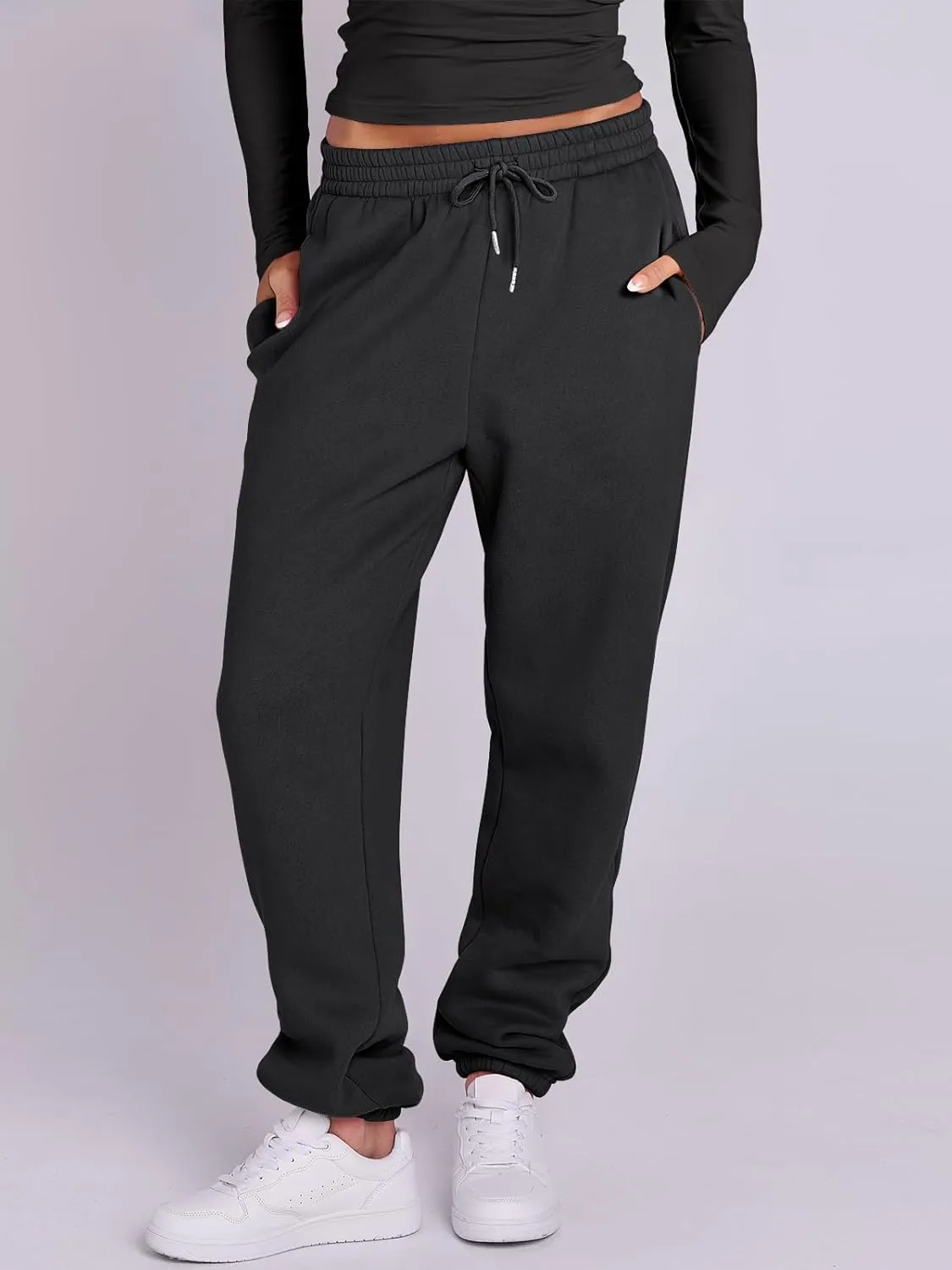 ANRABESS Womens 2 Piece Sweatsuits Long Sleeve Tight Shirt Tops Joggers Fleece Sweatpants Sets 2024 Fall Sweat Lounge Outfits