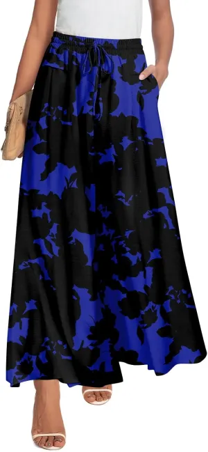 Aodemo Womens Wide Leg Pants Drawstring Trousers Loose Palazzo Casual Beach High Waist Flowy Pants with Pockets