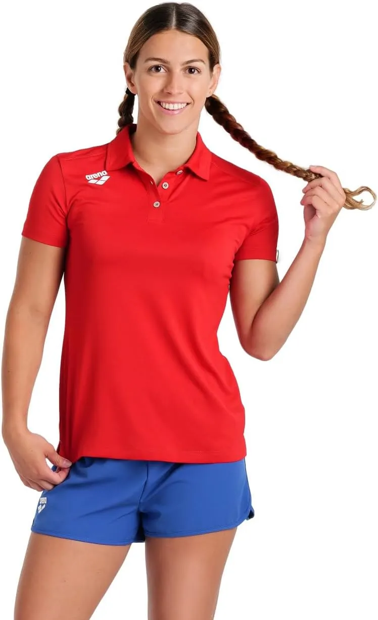 ARENA Women's Team Solid Polo T-Shirt Short Sleeve Active Tee MaxDry Fabric Tailored Fit Athletic Top Gym Exercise Training