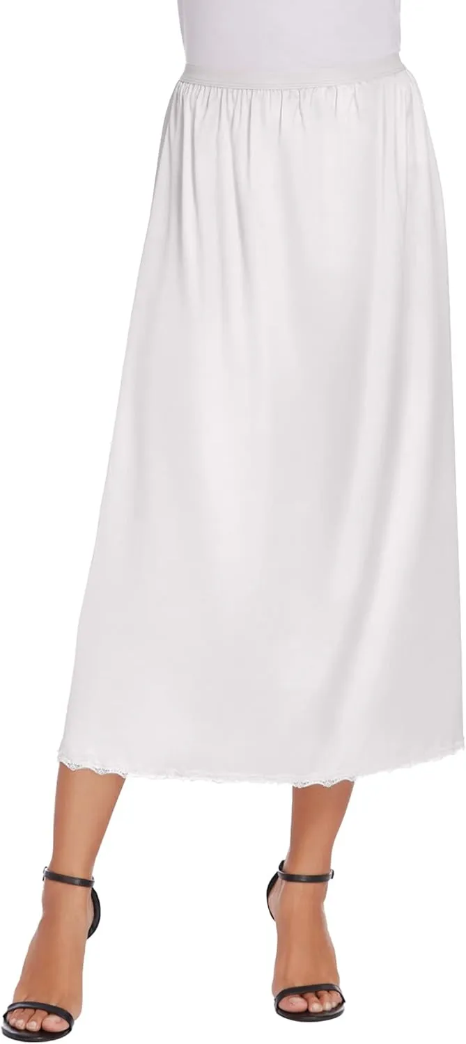 Avidlove Women's Satin Half Slip 36" Lace Long Underskirt S-XXL
