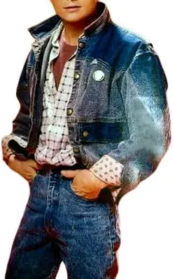 Back To Future Marty-McFly Grey Denim Jacket For Mens-Retro Vintage Mcfly Jean Jacket.