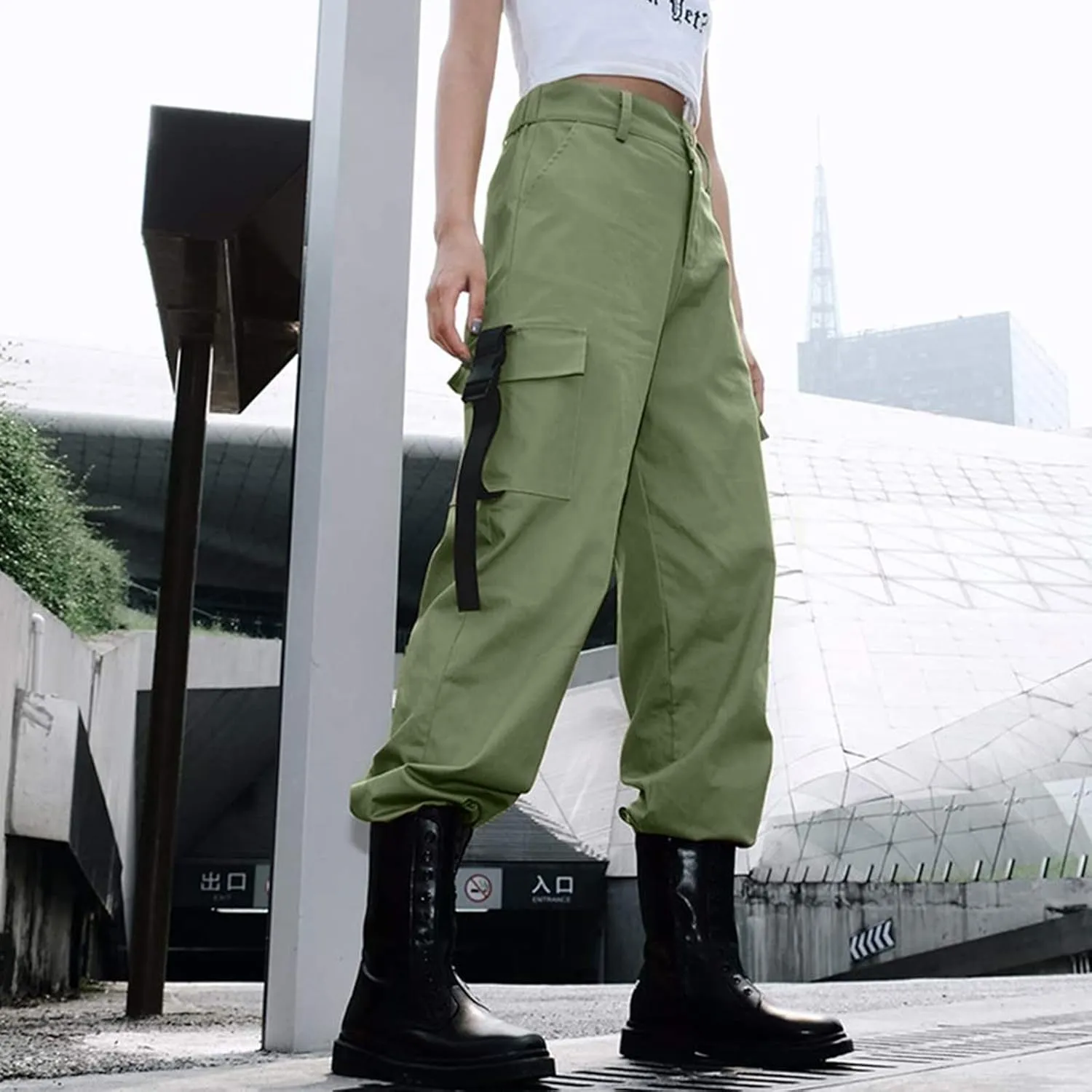 Baggy Cargo Pants Women High Waist Pants for Women Loose Wide Leg Trousers Y2k Streetwear with Pockets