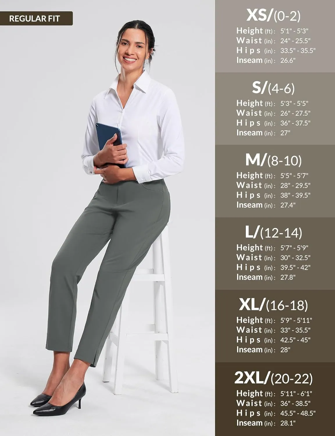 baleaf Women's Pants with Zipper Pockets Stretch Golf Pants High Waist Travel Athletic Work Casual UPF50 