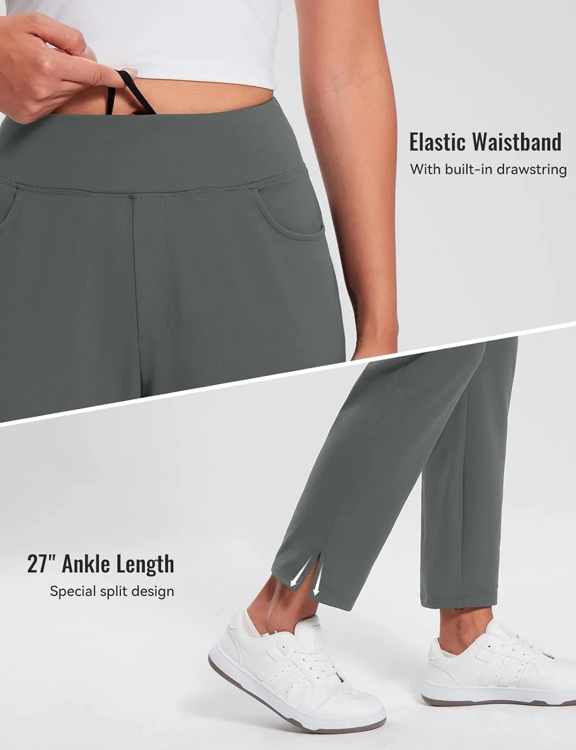 baleaf Women's Pants with Zipper Pockets Stretch Golf Pants High Waist Travel Athletic Work Casual UPF50 