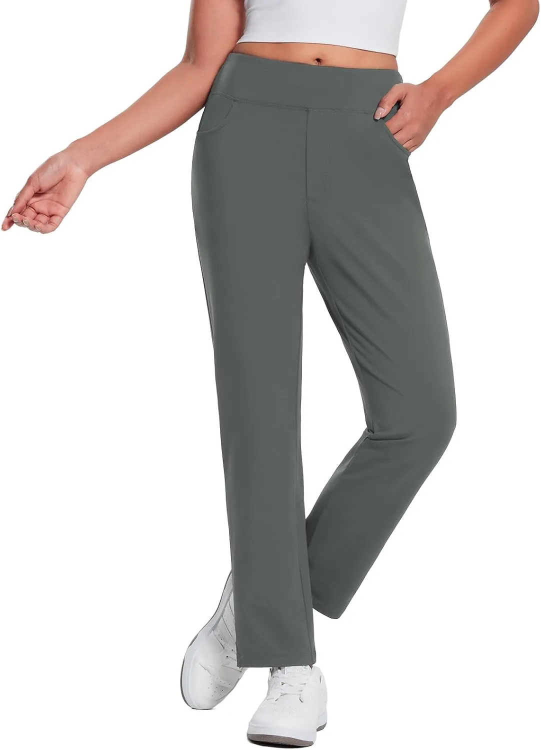 baleaf Women's Pants with Zipper Pockets Stretch Golf Pants High Waist Travel Athletic Work Casual UPF50 