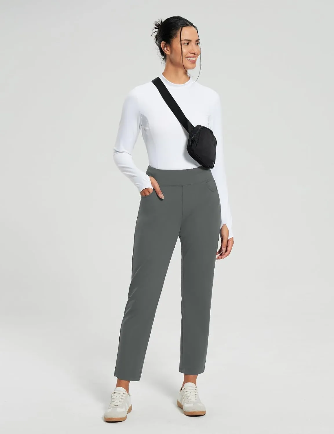baleaf Women's Pants with Zipper Pockets Stretch Golf Pants High Waist Travel Athletic Work Casual UPF50 
