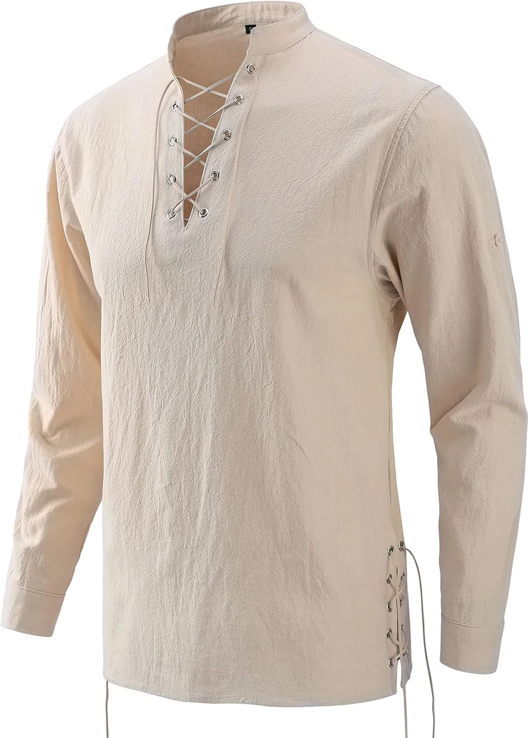 Bbalizko Mens Pirate Shirts Renaissance Viking Steampunk Medieval Lace up Long Sleeve Gothic Celtic Hippie Victorian Costume