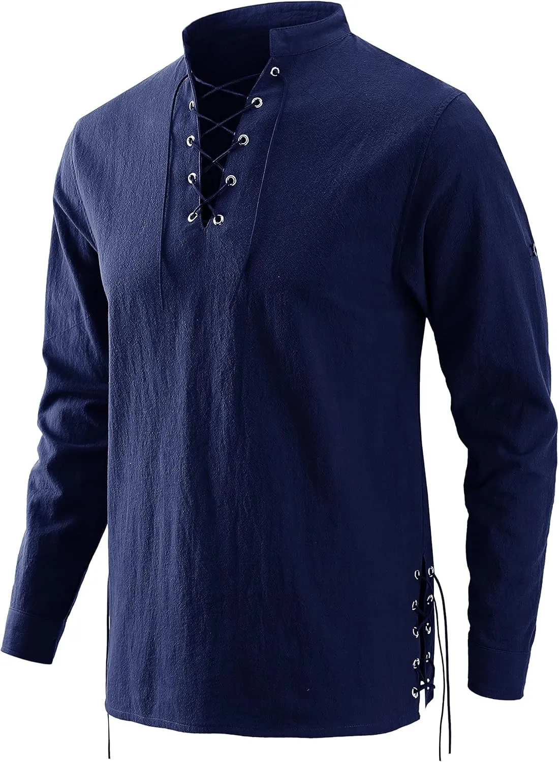 Bbalizko Mens Pirate Shirts Renaissance Viking Steampunk Medieval Lace up Long Sleeve Gothic Celtic Hippie Victorian Costume